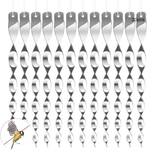 Tashce 20 Pièces Répulsif Oiseaux Spirale, 360°, 30cm, Jardin, Fenêtre | Effaroucheur Réfléchissant, Anti Oiseaux pour Arbres Fruitiers, Balcon, Terrasse, Protection Efficace, Facile à Installer