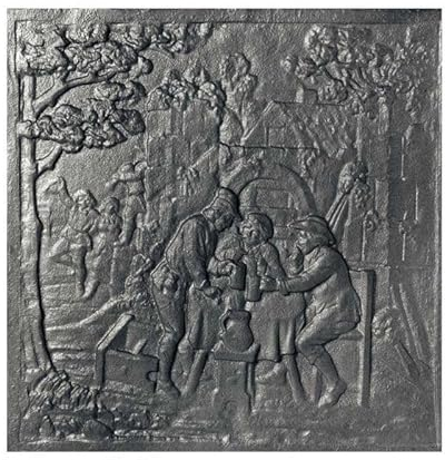 Lastra in ghisa per camino decoro TAVERNA CM. 60 × 60 H SP. 1 cm DS