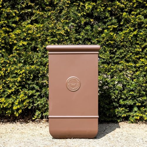 Primrose H42cm Fibrecotta Tall Cube Planter In Toffee Garden Patio Flower Pot