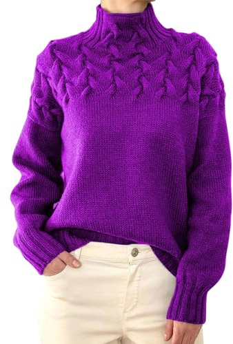 Knitted Jumpers for Women Women Turtleneck Sweater Women Cowl Neck Sweater for Women Cotton Jumpers for Women UK Sales Holiday Essentials Crop Swing Christmas Knit Sweater Women