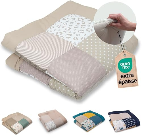 ULLENBOOM Krabbeldecke für Baby 100x100 cm - Dick und weich gepolstert | Außenmaterial: 100% Baumwolle, Alle Materialien OEKO-TEX zertifiziert, Made in EU, Schadstoffgeprüft und waschbar