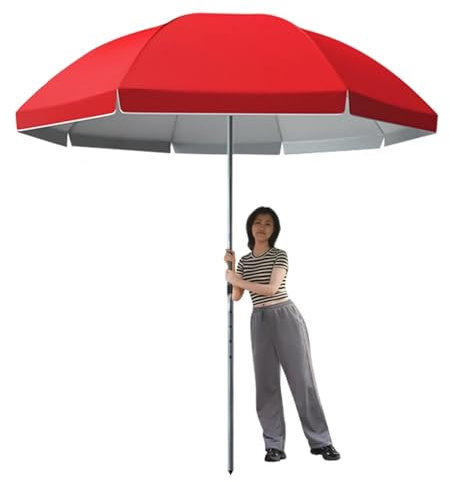 Parasol de plage de 2,1 m/2,4 m avec poteau en acier réglable en hauteur, parasol portable pour table de marché, parasol pour jardin, hydrofuge et protection contre les rayons UV