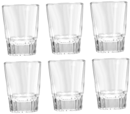 Amosfun Set Da 6 Pezzi in Da Cucina Bicchieri Da Whisky Bicchieri Da Birra Da Vino Da Bar Da Negozio Base Spessa Fondo Rotondo A Righe Cristallo