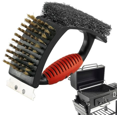 Grill Reinigungsbürste Mit Schaber - Grill Reinigungsbürste Edelstahl | Multifunktionale Und Langlebige Reinigungsbürste Mit Messingborsten | Grillbürste Für Outdoor-Camping Und Grillreinigung