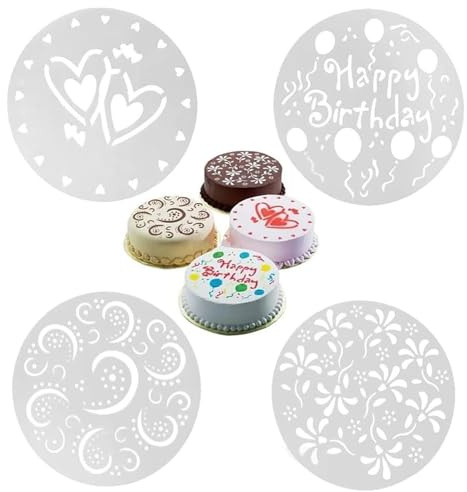 Zwenjuan Kuchenschablonen,4 Stück Blume Herz Spray Schablonen,Wiederverwendbare Kuchenbackschablonen,Torten Schablonen Tatoo Spray Schablonen für DIY Zuckerpulver Sieb Gebäck Spray Backwerkzeuge