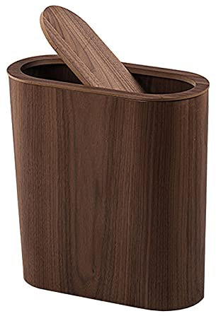 Cesta de papel de madera, ahorra espacio, papelera con tapa oscilante, para cocina, sala de estar, baño, oficina, tres colores opcionales (color: C)