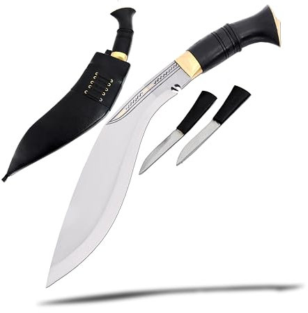 THE NEPAL Kukri-Messer aus dem Zweiten Weltkrieg, 30,5 cm lange Klinge, handgefertigt, nepalesischer Khukuri mit Horngriff, Scheide und Zubehör (Karda & Chakmak)