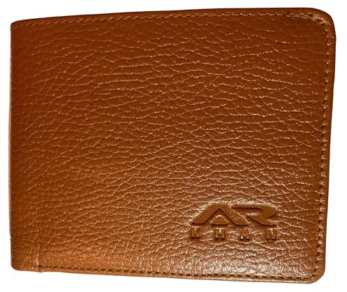 ARKHAN Handgefertigtes Echtes Leder Wallet für Herren – 13 Kartenfächer & Münzfach, Schlankes orange Design (orange)