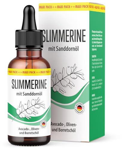 Slimmerine Oil Complex Gocce - adatto per uomini e donne - con olio di avocado, olio di oliva, olio di borragine, olio di olivello spinoso e olio di cumino nero - 30 ml per flacone 1x