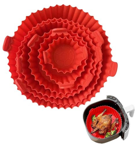 Teglia Silicone Friggitrice Ad Aria, 6 pcs Accessori Riutilizzabili per Friggitrice ad Aria, Teglie per Friggitrice ad Aria, Contenitore Friggitrice Ad Aria per Pentole a Vapore,Padelle