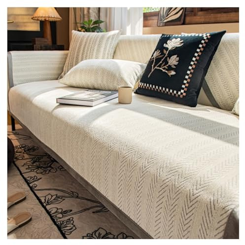 Sofa Überzug für Ecksofa Weiche Sofabezug: Chenille rutschfeste Sofabezüge 1 2 3 4 Sitzer Sektionssofa Cover Sofa Überwurf für L Form Sofaschoner Couch ÜBerzug(Grau,90 * 210cm)