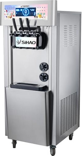 Furvveerr 1750W Machine à Crème Glacée Commerciale,20-22L/H,Machines à Sorbetières Verticale,Machines à Yaourts Glacés,Machine à Crème Glacée Écran Tactile,Idéal pour Les Bars,Restaurants,Familles