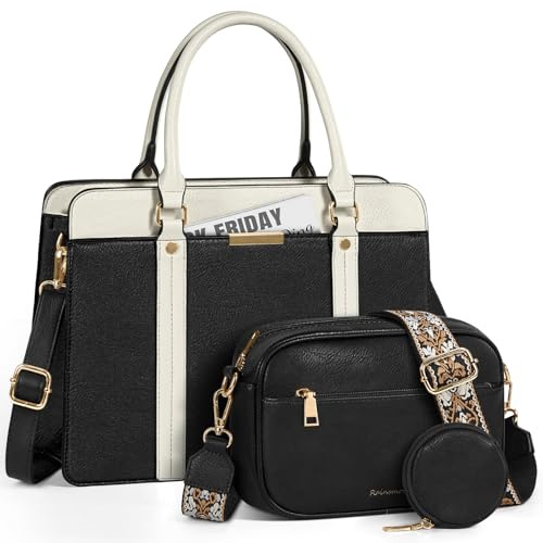 RAINSMORE Handtasche Damen Mittelgroß Handtaschen Set Damen 3-teiliges Set | Damenhandtaschen PU Leder Handtasche mit Umhängetasche Geldbörse für Alltag Arbeit Schule
