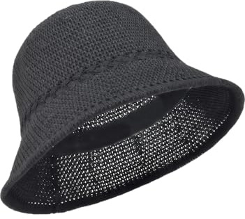 MUNSKT Strohhut, Damen-Sommerhut, faltbarer Sonnenhut aus Netzstoff, weich und leicht, Strandhut für Frühling, Schwarz , One size