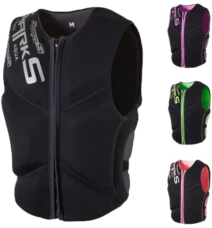 YAMNYSS Leichte Schwimmweste Erwachsene Neopren Anti-Kollision Große Auftrieb Schwimmweste Zum Angeln Bootfahren Schnorcheln Surfen,Schwarz,M