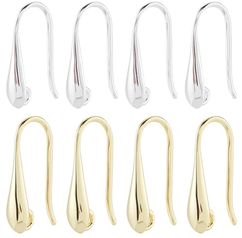 SUNNYCLUE 1 Scatola da 40 Pezzi 2 Colori Ganci per Orecchini Pendenti in Ottone con Passante Vero Argento Placcato Oro 18K A Forma di Goccia Pendenti Accessori per Orecchini Francesi per La Creazione
