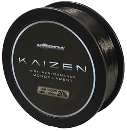 Korda Kaizen Mono Monofile Angelschnur, extrem Abriebfest & dehnungsarm für maximale Kontrolle und Weitwurf, Braun, 0.35mm/15lb (6,80kg)