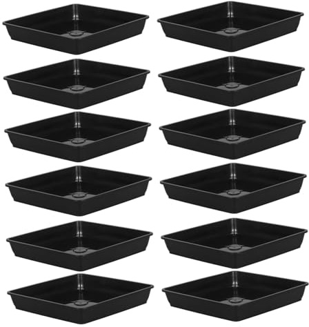 VICASKY Soucoupes pour Pots De Fleurs Lot de 12 Supports Carrés en Plastique 12 Cm pour Plantes D'intérieur Et Balcon