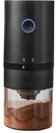 Automatic Coffee Grinder - 13W Electric Burr Mill, Compact Design Manual Mode Available, Versatile Bean Grnder, Adjustable Coffee Settings | Black White Portable Kitchen Grinder for