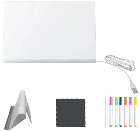 Zyntora Planche à Dessin Lumineuse pour,Ardoise d'Écriture Acrylique LED avec 7 Stylos à Séchage Rapide - Podium Écriture Luminieuse Maison Maternelle Voyage Intérieur