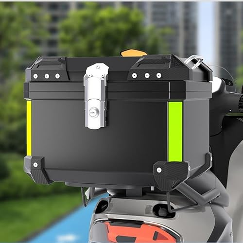 Motorcycle Top Box, 57L ABS Material, Waterproof and Dustproof with Reflective Strips. Features An Anti-Theft Lock. Suitable for Most Motorcycles As a Travel Storage Box or Helmet Compartment.