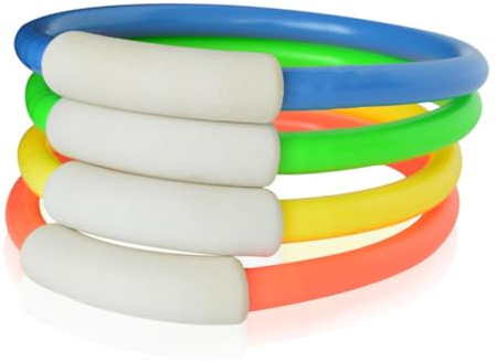 Veemoon Lot de 4 Anneaux Jouets de Plongée en PVC pour Garçon et Filles, Bouées de Natation Flexibles et Résistantes, Jouets de Piscine pour Jeux Aquatiques et Entraînement la Plongée