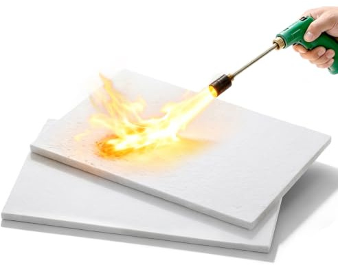 iplusmile Pack de 2 Paneles Aislantes de Fibra Cerámica 10mm (300x200mm), Placa Ignífuga de Alta Temperatura para Estufas de Leña, Chimeneas y Hornos de Pizza, Aislamiento Térmico Resistente al Fuego