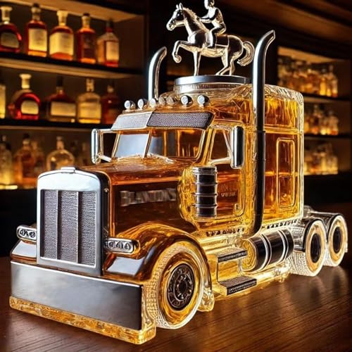 300 ml whiskykaraff vinflaskor konststaty statyett – 3D halvlastbil formad kreativ whiskykaraff, nyhet glas vinflaska, handblåst biltema vinbehållare (#3)