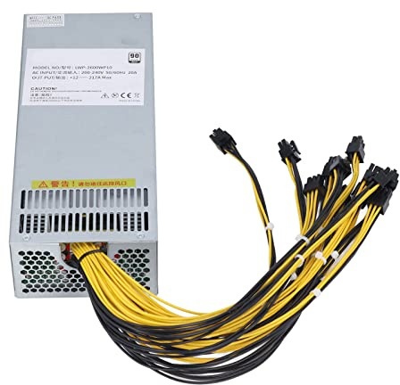 SUPYINI 2600 W Hocheffizientes Mining-Netzteil für Bitcoin-GPU-Mining, Stahlgehäuse für Stabilität, 1 X -Netzteil