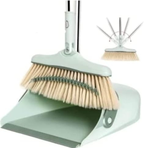 EVENT! SWISSPACK TWIST 54 Long Handled Dustpan and Brush Broom and Dustpan Set, Household Dust pan Combo, Long Handle for Indoor Outdoor Household Cleaning and Sweeping Green