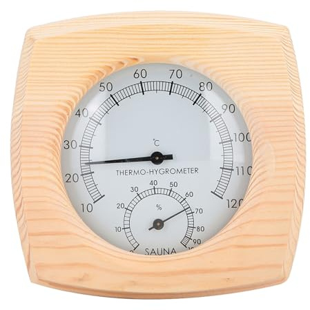 VBESTLIFE Termómetro Higrómetro para Sala de Sauna, Medidor Digital de Temperatura y Humedad con Carcasa de Madera, Monitor de Clima Interior Preciso para Sauna, Baño, Sala de, Diseño a Prueba de