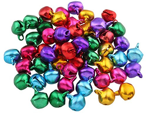 Perlin 1000 Glöckchen Glocken Schellen 6mm mit Öse Rund Mix Farbe Bunter Basteln Metallglöckchen, Mini Anhänger M31 x2