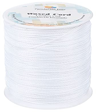 PH PandaHall 0.5mm gewachste Schnur, 116 Yards/106m weiß gewachste Polyester Schnur Faden Beading String Crafing Schnur für Taille Perlen Armband Halsketten Craft Schmuck Makrame Supplies