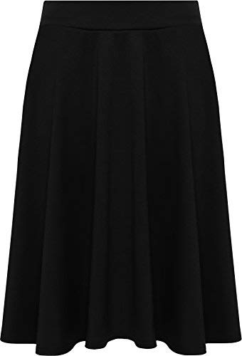 Shop & Stop Gonna da donna svasata elastica in vita tinta unita skater taglie forti, Nero , 56