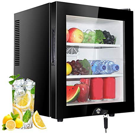 30L Mini Fridges, Upright Cosmetics Fridge Table Top Large Capacity Refrigerator, LED Light + Lock & Key, Low Noise, Low Energy A+, Fast Cooling, for Home,Hotel,Bar,Dorms,Apartment,Office,A