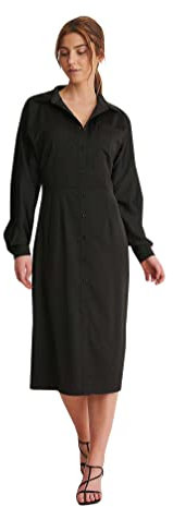 NA-KD Vestido Midi Abotonado Informal, Negro, 40 para Mujer
