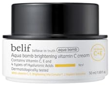 Belif Aqua Bomb Brightening Vitamin C Cream 50ml, Crème Illuminatrice Hydratante, Acide Hyaluronique Vitamine C+E, Vegan Hydratant pour le Visage, Crème de Jour, Soins pour le Visage, Coréenne