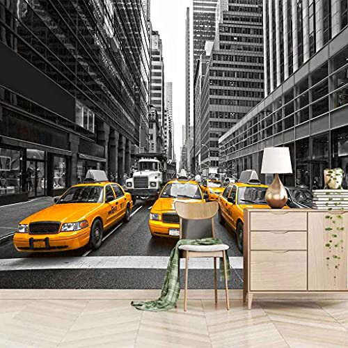 FVGKYS Wandbilder Schlafzimmer Erwachsene Kinder Tapete Plakate 3D Gelbes Stadtauto Selbstklebend Wandgemälde Wandtattoo Kunst Dekoration Für Wohnzimmer Küche Wanddekoration 200x150cm