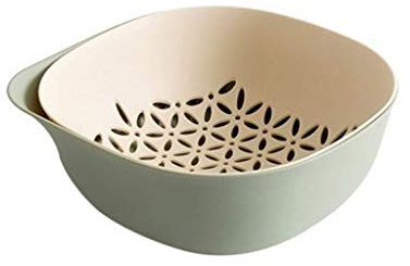 ZAW Plateau de Fruits Fruit Basket Double Couche égouttoir 2 en 1 Bowl Passoire Combo - Cuisine Passoire Fruits Laver Passoire for Le Nettoyage Veggies Plat de Fruits (Color : Green)