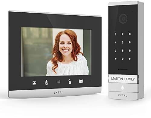 Avidsen Videocitofono cablato con schermo in vetro da 7 collegato al tuo smartphone con tastiera a codice integrato - Extel Code Connect