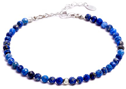 BERGERLIN Naturstein Perlenarmband Damen Herren, Silber/Gold | Naturstein Armband Damen & Herren: Armband Gold/Silber mit echten Heilsteinen – vom deutschen Prüflabor bestätigt.
