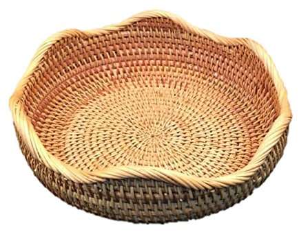 Panier de Rangement Rond en Rotin, Corbeille de Fruits en Osier Panier à Repas en Rotin Panier Corbeille de Fruits Et Légumes en Osier Corbeille à Pain Paniers de Rangement pour Pain Friandises