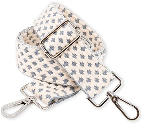 BENAVA Verstellbarer Schulterriemen für Taschen 75-135 cm | Taschengurt Grau Breit 38mm | Farbe Karabiner Silber | Taschengurte zum Wechseln | Schultergurt für Taschen