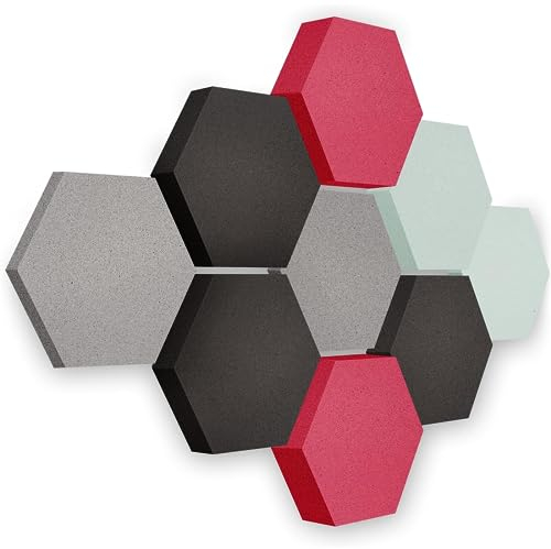 platino24 Akustikpaneele 9 Elemente Edition LOFT 3D I Ø 300mm Akustikplatten Schalldämmung Wand & Decke I Akustikschaum Schall-Absorber aus Basotect 30-70mm mit farbiger Akustikbeschichtung