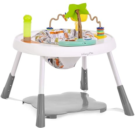 Dream On Me Curio Sit N Seek Baby Activity Center in Mint, 2 in 1 Activity Center and Play Table with 3 Detachable Toys and Music, 3 Level Height Adjustable Positions
