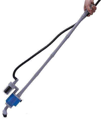 ROMYIX Kit de sifón limpiador de grava para acuario, herramienta automática de limpieza de acuario, cambiador de agua al vacío extraíble eléctrico para cambio de agua/eliminación de detritos/limpieza