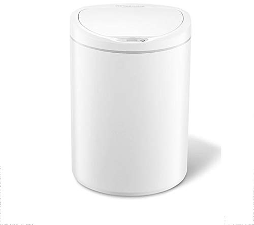InuNt Poubelle à détection automatique, ouverture et fermeture intelligentes, ouverture et fermeture des basses, convient au salon, à la chambre et à la salle de bain (blanc, 10L)