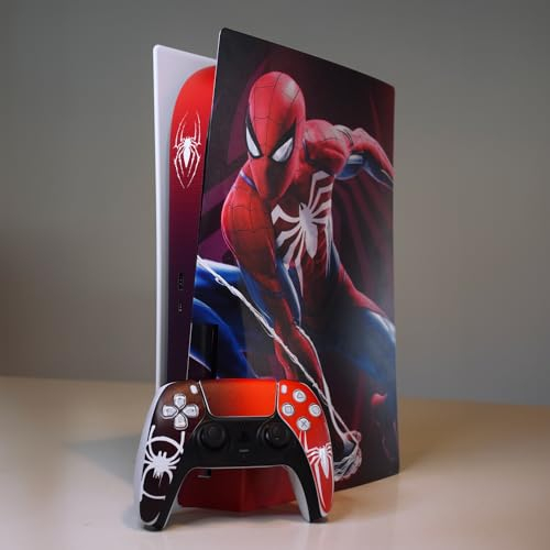 Adesivo per la PS5 Spider, adesivo per la Playstation 5, console e controller, edizione disco standard, skin Miles Moralles (1 controller)