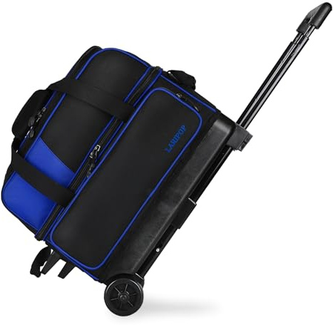 LARIPOP Bowling-Rolltasche mit 2 Kugeln, 101,6 cm Teleskopgriff, gepolsterter Ballaufbewahrung, belüfteter Schuhtasche und verstärktem Boden für Turnier und Reisen