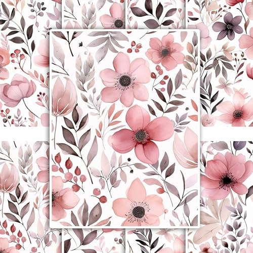 GRAZDesign Fliesenaufkleber Bad & Küche, Rosa Pink Blumen Muster, Klebefliesen selbstklebend - 15x20cm - 12 Stück